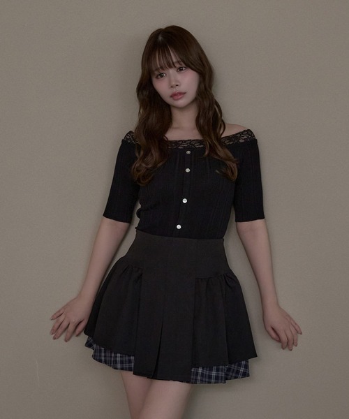M DOLLY（エムドリー）の「Check amelie flare skirt / チェックアメリーフレアスカート（スカート・レディース・グレー/ブラック・M/S）」の3枚目の写真