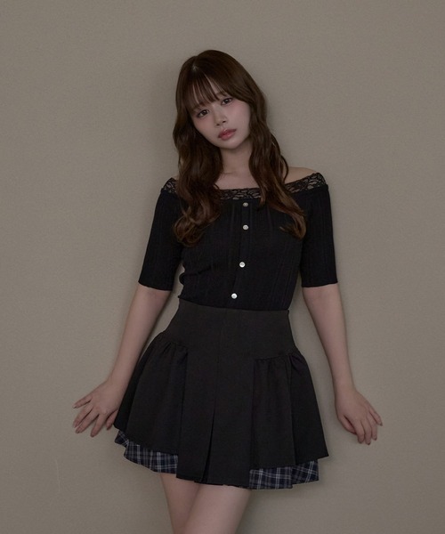 M DOLLY（エムドリー）の「Check amelie flare skirt / チェックアメリーフレアスカート（スカート・レディース・グレー/ブラック・M/S）」の4枚目の写真