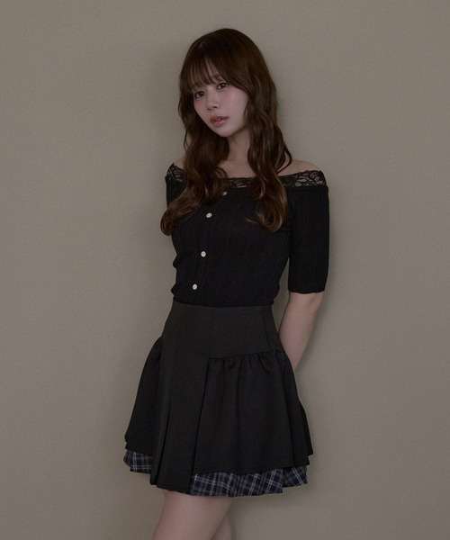 M DOLLY（エムドリー）の「Check amelie flare skirt / チェックアメリーフレアスカート（スカート・レディース・グレー/ブラック・M/S）」の6枚目の写真