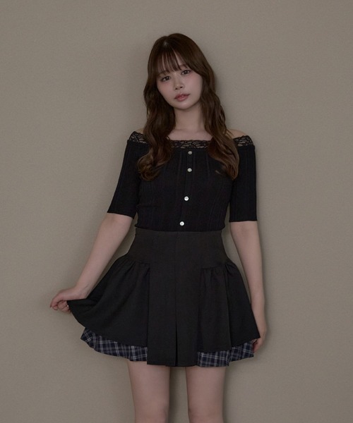 M DOLLY（エムドリー）の「Check amelie flare skirt / チェックアメリーフレアスカート（スカート・レディース・グレー/ブラック・M/S）」の7枚目の写真