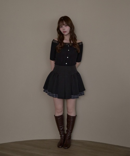 M DOLLY（エムドリー）の「Check amelie flare skirt / チェックアメリーフレアスカート（スカート・レディース・グレー/ブラック・M/S）」の8枚目の写真