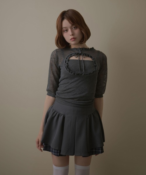 M DOLLY（エムドリー）の「Check amelie flare skirt / チェックアメリーフレアスカート（スカート・レディース・グレー/ブラック・M/S）」の9枚目の写真
