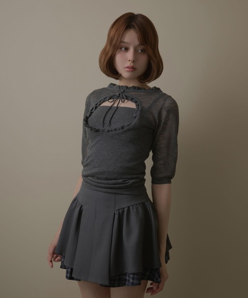 M DOLLY（エムドリー）の「Check amelie flare skirt / チェックアメリーフレアスカート（スカート・レディース・グレー/ブラック・M/S）」の10枚目の写真