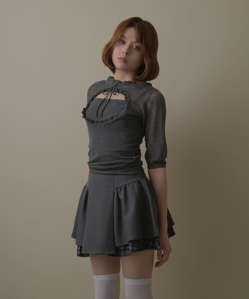 M DOLLY（エムドリー）の「Check amelie flare skirt / チェックアメリーフレアスカート（スカート・レディース・グレー/ブラック・M/S）」の12枚目の写真