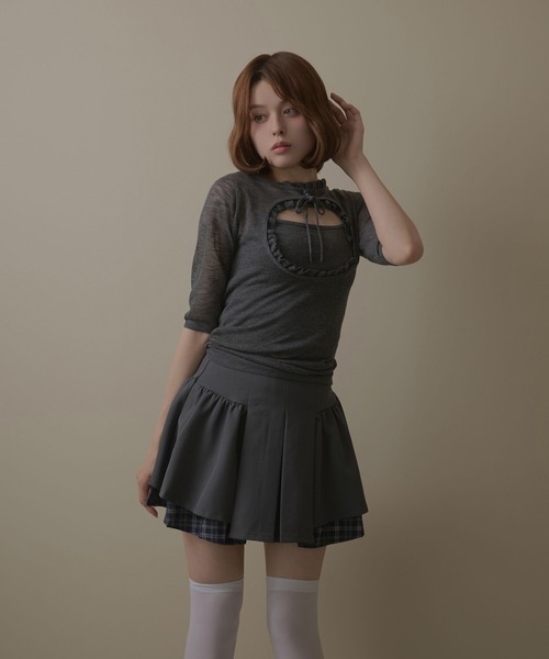 M DOLLY（エムドリー）の「Check amelie flare skirt / チェックアメリーフレアスカート（スカート・レディース・グレー/ブラック・M/S）」の13枚目の写真