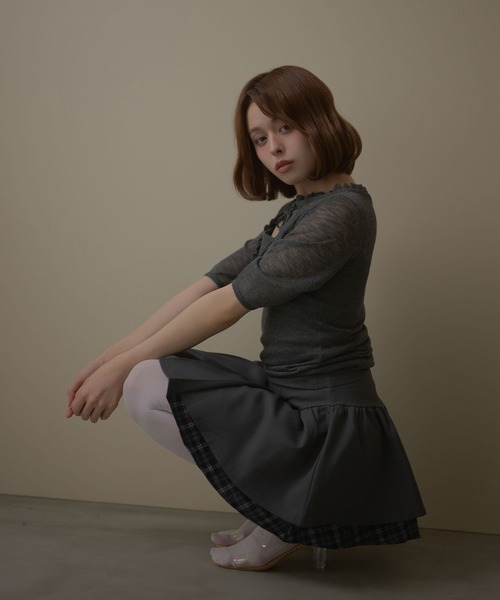 M DOLLY（エムドリー）の「Check amelie flare skirt / チェックアメリーフレアスカート（スカート・レディース・グレー/ブラック・M/S）」の14枚目の写真