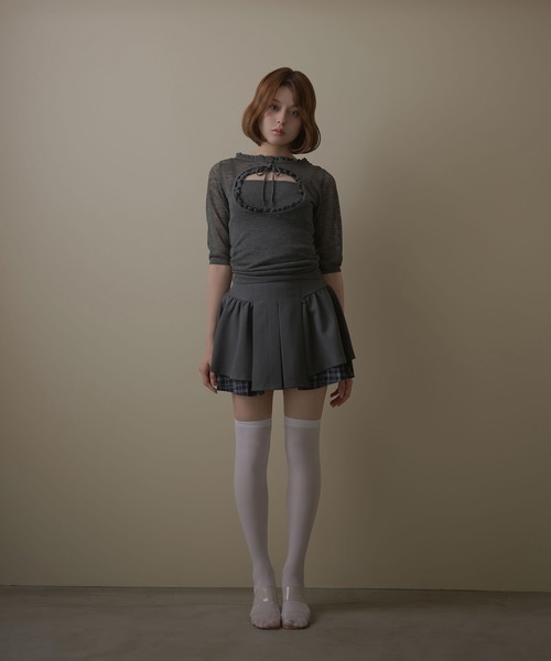 M DOLLY（エムドリー）の「Check amelie flare skirt / チェックアメリーフレアスカート（スカート・レディース・グレー/ブラック・M/S）」の15枚目の写真