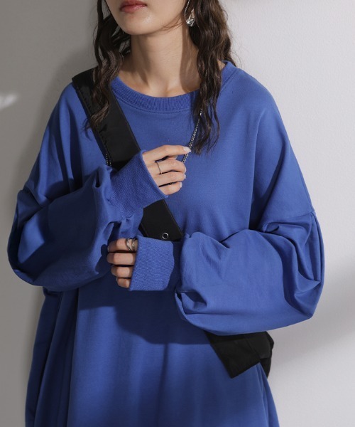 HUG.U(ハグユー)の「Tシャツ以上スウェット未満。 "ティート" 綿100% ロングワンピース(ワンピース・レディース・オレンジ/ピンク/グレー/ブルー/ブラウン/ブラック・FREE)」の13枚目の写真