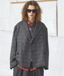 《UNISEX》ツイーディーシャドウチェックプライムオーバーダブルブレストジャケット/Tweedy Shadow Check Prime-Over Double-breasted Jacket【MAISON SPECIAL/メゾンスペシャル】■セットアップ対応■