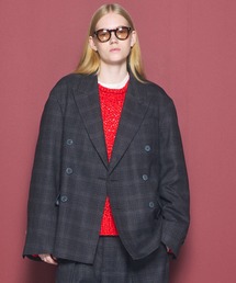 《UNISEX》ツイーディーシャドウチェックプライムオーバーダブルブレストジャケット/Tweedy Shadow Check Prime-Over Double-breasted Jacket【MAISON SPECIAL/メゾンスペシャル】■セットアップ対応■