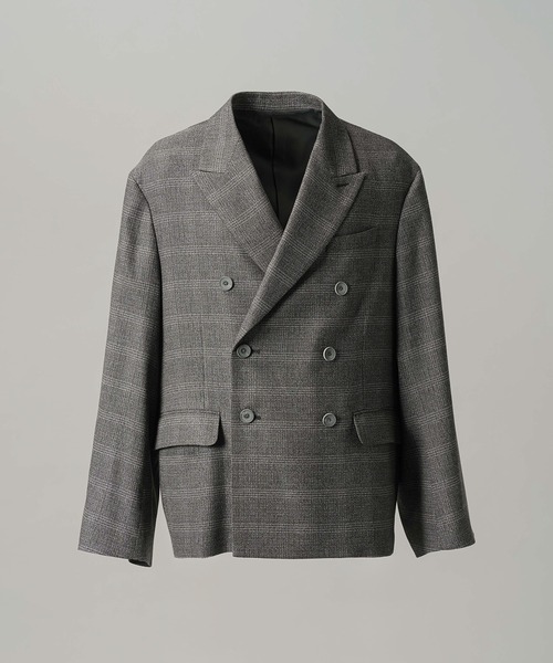 MAISON SPECIAL(メゾンスペシャル)の「《UNISEX》ツイーディーシャドウチェックプライムオーバーダブルブレストジャケット/Tweedy Shadow Check Prime-Over Double-breasted Jacket【MAISON SPECIAL/メゾンスペシャル】■セットアップ対応■(テーラードジャケット・メンズ・ブラック/チャコールグレー・2/1/0)」の7枚目の写真