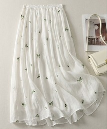 小花柄 ギャザーフレア ロングスカート