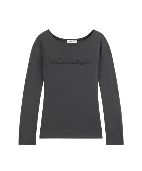 ZIZEMUSEUM(ジゼミュージアム)の「ボートネックシアーロングスリーブ(チャコール)(Tシャツ/カットソー・レディース・その他・MEDIUM/SMALL)」の4枚目の写真