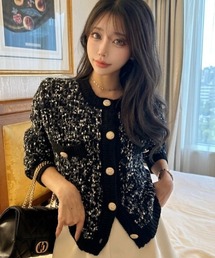 ビジュー付」に該当するレディースのカーディガン/ボレロファッション