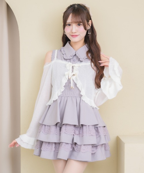couture BY ROJITA(クチュールバイロジータ)の「オフショルカーディガンセットワンピース(ワンピース・レディース・ブラック/ピンク/ホワイト・FREE)」の19枚目の写真