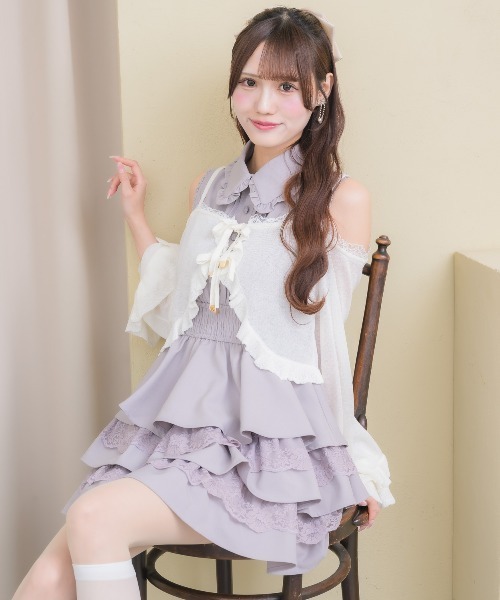 couture BY ROJITA(クチュールバイロジータ)の「オフショルカーディガンセットワンピース(ワンピース・レディース・ブラック/ピンク/ホワイト・FREE)」の13枚目の写真