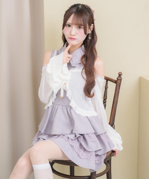 couture BY ROJITA(クチュールバイロジータ)の「オフショルカーディガンセットワンピース(ワンピース・レディース・ブラック/ピンク/ホワイト・FREE)」の14枚目の写真