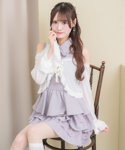 couture BY ROJITA(クチュールバイロジータ)の「オフショルカーディガンセットワンピース(ワンピース・レディース・ブラック/ピンク/ホワイト・FREE)」の15枚目の写真