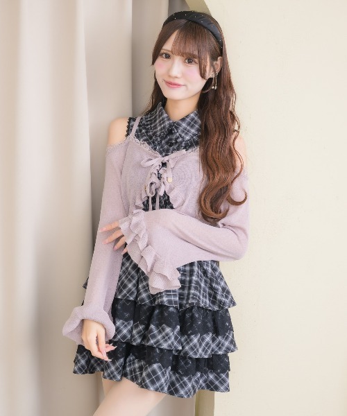 couture BY ROJITA(クチュールバイロジータ)の「オフショルカーディガンセットワンピース(ワンピース・レディース・ブラック/ピンク/ホワイト・FREE)」の10枚目の写真