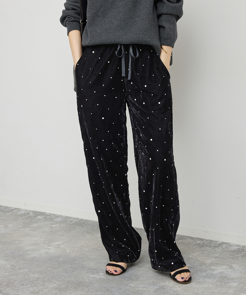 Spick & Span(スピックアンドスパン)の「《WEB限定 / 追加》VIAN / ヴィアン グリッターベルベットイージーパンツ(その他パンツ・レディース・ブラウン/ブラック・38)」の2枚目の写真