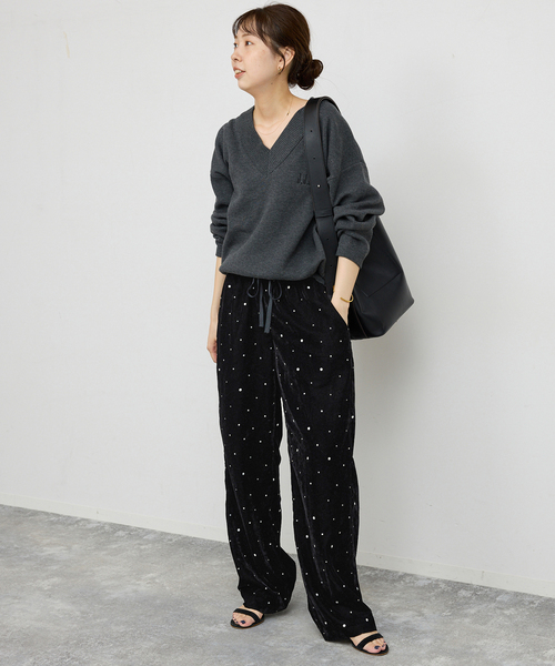 Spick & Span(スピックアンドスパン)の「《WEB限定 / 追加》VIAN / ヴィアン グリッターベルベットイージーパンツ(その他パンツ・レディース・ブラウン/ブラック・38)」の3枚目の写真