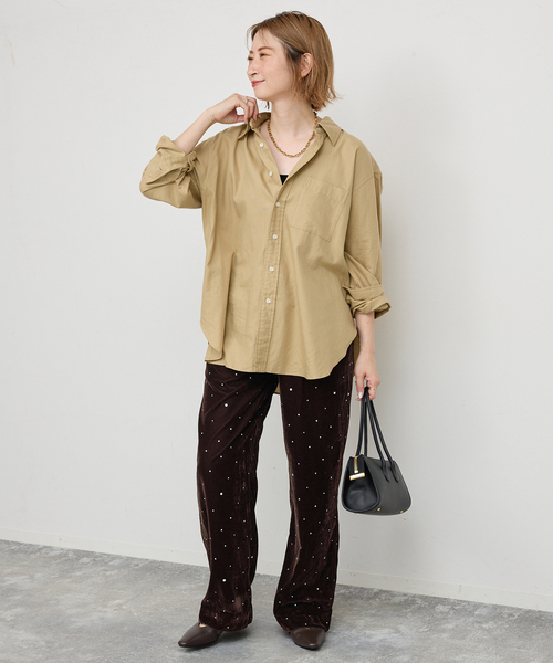 Spick & Span(スピックアンドスパン)の「《WEB限定 / 追加》VIAN / ヴィアン グリッターベルベットイージーパンツ(その他パンツ・レディース・ブラウン/ブラック・38)」の4枚目の写真