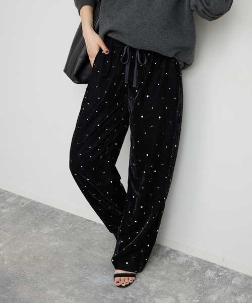 Spick & Span(スピックアンドスパン)の「《WEB限定 / 追加》VIAN / ヴィアン グリッターベルベットイージーパンツ(その他パンツ・レディース・ブラウン/ブラック・38)」の7枚目の写真