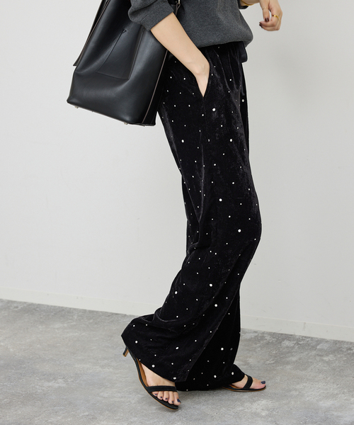 Spick & Span(スピックアンドスパン)の「《WEB限定 / 追加》VIAN / ヴィアン グリッターベルベットイージーパンツ(その他パンツ・レディース・ブラウン/ブラック・38)」の9枚目の写真