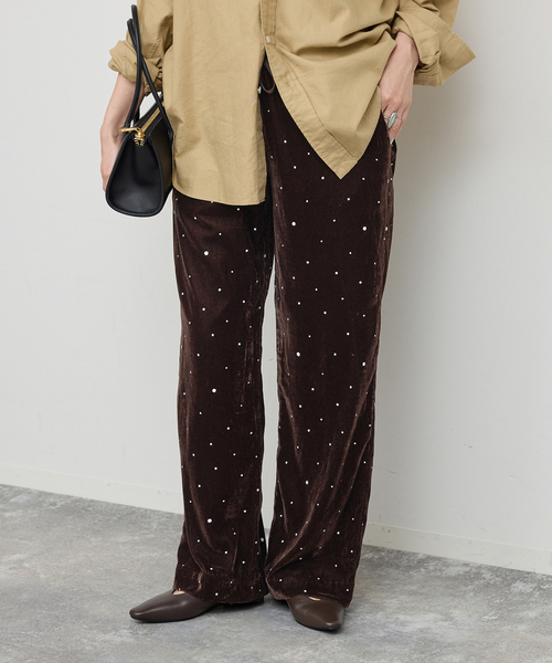 Spick & Span(スピックアンドスパン)の「《WEB限定 / 追加》VIAN / ヴィアン グリッターベルベットイージーパンツ(その他パンツ・レディース・ブラウン/ブラック・38)」の13枚目の写真