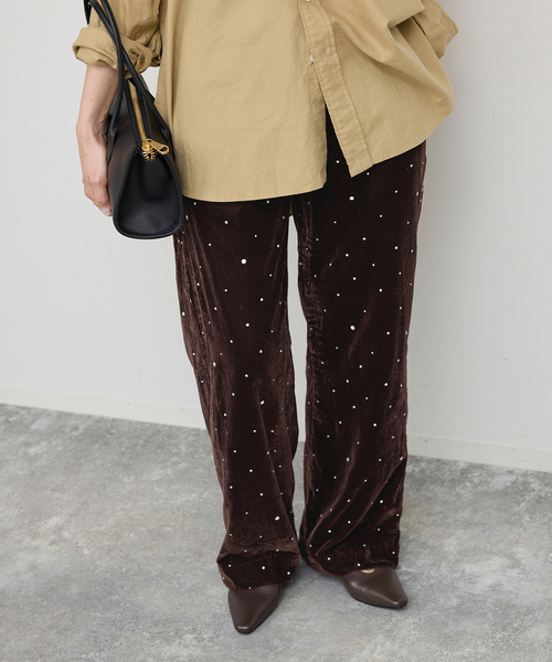Spick & Span(スピックアンドスパン)の「《WEB限定 / 追加》VIAN / ヴィアン グリッターベルベットイージーパンツ(その他パンツ・レディース・ブラウン/ブラック・38)」の14枚目の写真