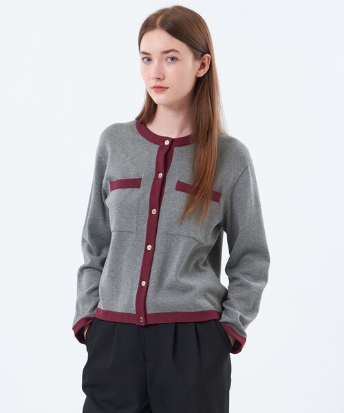 MACKINTOSH PHILOSOPHY(マッキントッシュ フィロソフィー)の「【ROYTON(ロイトン)】コットンニットジャケット(カーディガン/ボレロ・レディース・ダークネイビー/ベージュ/ブラウン系その他2/グレー系その他2・38)」の1枚目の写真
