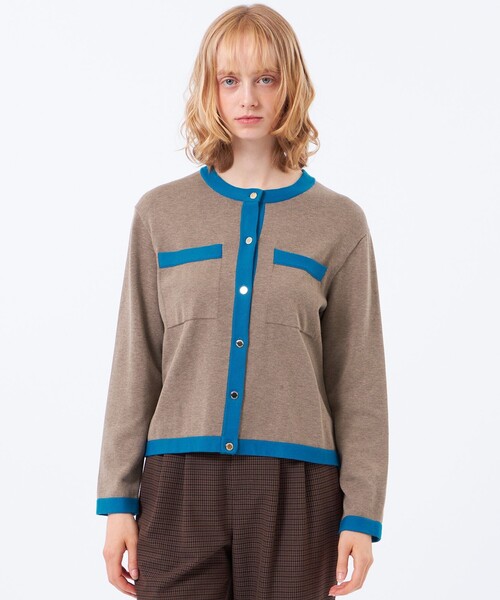 MACKINTOSH PHILOSOPHY(マッキントッシュ フィロソフィー)の「【ROYTON(ロイトン)】コットンニットジャケット(カーディガン/ボレロ・レディース・ダークネイビー/ベージュ/ブラウン系その他2/グレー系その他2・38)」の2枚目の写真