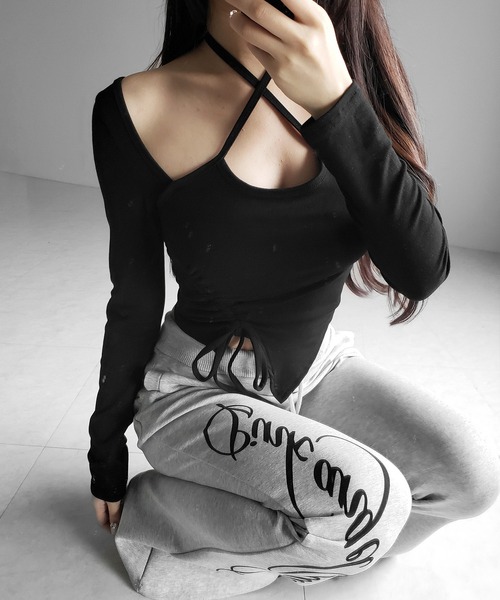 me+em select(ミームセレクト)の「【 3color 】クロスリボンスクエアネック長袖Tシャツ / cross ribbon square neck long sleeve T-shirts(Tシャツ/カットソー・レディース・ブラック/グレー/ホワイト・FREE)」の20枚目の写真