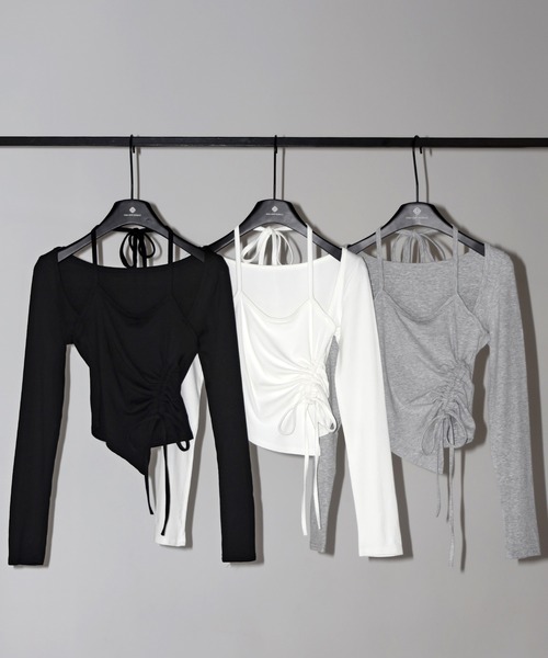 me+em select(ミームセレクト)の「【 3color 】クロスリボンスクエアネック長袖Tシャツ / cross ribbon square neck long sleeve T-shirts(Tシャツ/カットソー・レディース・ブラック/グレー/ホワイト・FREE)」の4枚目の写真