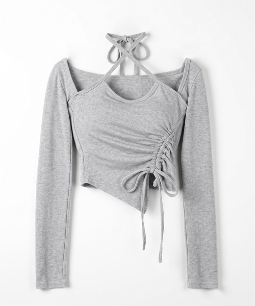 me+em select(ミームセレクト)の「【 3color 】クロスリボンスクエアネック長袖Tシャツ / cross ribbon square neck long sleeve T-shirts(Tシャツ/カットソー・レディース・ブラック/グレー/ホワイト・FREE)」の5枚目の写真