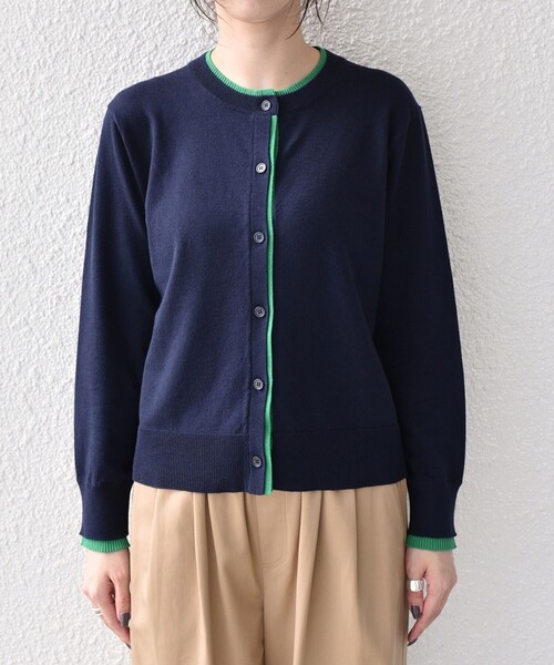 SHIPS Colors(シップス カラーズ)の「【WEB限定】SHIPS Colors:〈手洗い可能〉配色 ニット カーディガン◆(カーディガン/ボレロ・レディース・ブラウン/ネイビー/ベージュ・ONE SIZE)」の5枚目の写真