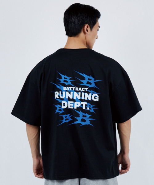 ランニングBブルーデプトオーバーサイズ半袖Tシャツ[BLACK]（Tシャツ