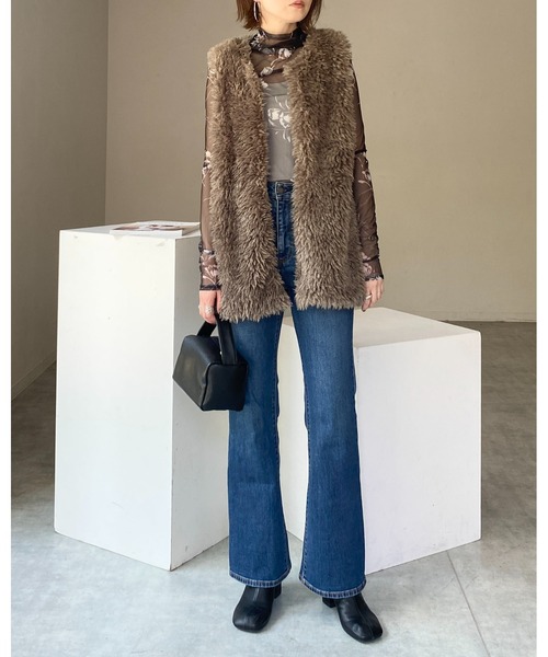 She's Closet（シーズクローゼット）の「プチハイネック 長袖 花柄シアートップスス（Tシャツ/カットソー・レディース・ネイビー/ブラック/アイボリー・FREE）」の11枚目の写真