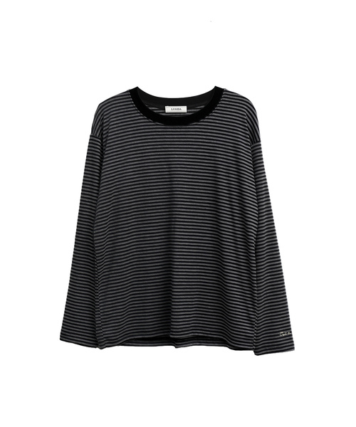 LUSIDA(ルシダ)の「LOOKA ストライプ ロングスリーブ Tシャツ_3色(Tシャツ/カットソー・レディース・ブラック/ベージュ/ブラウン・FREE)」の2枚目の写真