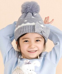 SLAP SLIP（スラップスリップ）の「ドット＆ボンボン付きニット帽(48~55cm)（ニットキャップ/ビーニー）」