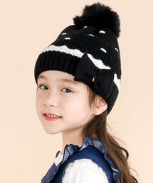 SLAP SLIP（スラップスリップ）の「ドット＆ボンボン付きニット帽(48~55cm)（ニットキャップ/ビーニー）」