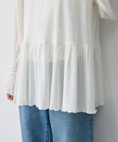 anyfee(エニフィー)の「【anyfee/大きいサイズ】ペプラムシアープルオーバー(Tシャツ/カットソー・レディース・ドット/オフホワイト・4L/5L/3L/LL)」の20枚目の写真