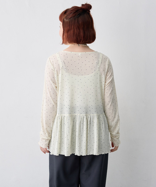 anyfee(エニフィー)の「【anyfee/大きいサイズ】ペプラムシアープルオーバー(Tシャツ/カットソー・レディース・ドット/オフホワイト・4L/5L/3L/LL)」の14枚目の写真