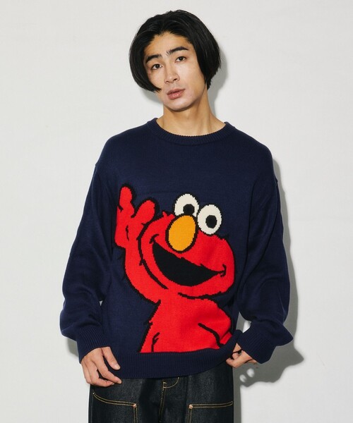 SESAME STREET(セサミストリート)の「限定展開 SESAME STREET KNIT / セサミストリート クルーネックニット(ニット/セーター・メンズ・ネイビー/オフホワイト・X-LARGE/LARGE/MEDIUM)」の1枚目の写真