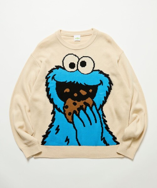 SESAME STREET(セサミストリート)の「限定展開 SESAME STREET KNIT / セサミストリート クルーネックニット(ニット/セーター・メンズ・ネイビー/オフホワイト・X-LARGE/LARGE/MEDIUM)」の2枚目の写真