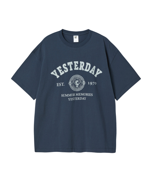 BUBBLPIECE(バブルピース)の「イエスタデイ ロゴTシャツ_ネイビー(Tシャツ/カットソー・レディース・その他・MEDIUM/LARGE)」の1枚目の写真