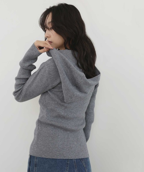 hellam(へラム)の「ヘンリーネックフードニットプルオーバー(Tシャツ/カットソー・レディース・ブラック/アイボリー/杢グレー・FREE)」の17枚目の写真