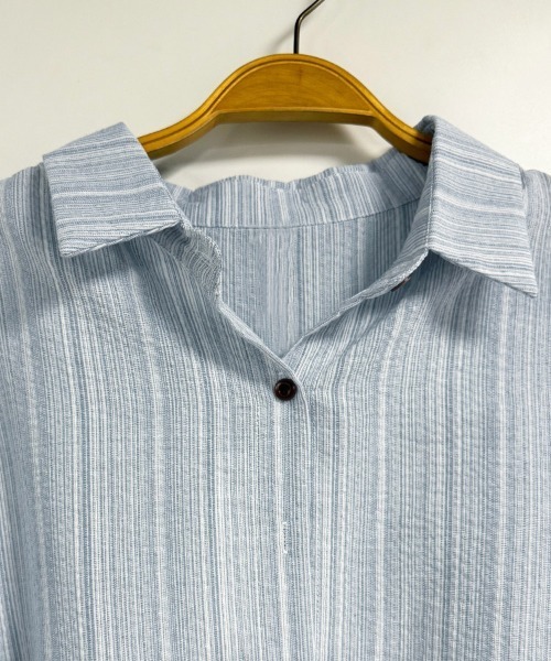 ReRe(リリ)の「ストライプ柄ベーシック長袖シャツ(シャツ/ブラウス・レディース・ライトブルー・MEDIUM/X-LARGE/LARGE)」の19枚目の写真