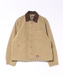 【BEN DAVIS/ベンデイビス】【コーデュロイ襟×丈短デザインがお洒落な一着】ヴィンテージダック ジップワークジャケット 表地綿100% コーデュロイ襟 薄中綿入り 丈短 ヴィンテージ風 ユニセックス