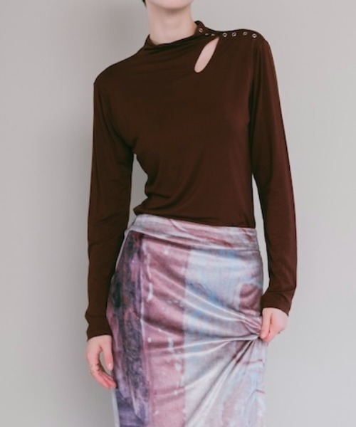 sahara(サハラ)の「Cutout Turtle Top(Tシャツ/カットソー・レディース・ブラック/ミント/アイボリー/ブラウン・FREE)」の3枚目の写真
